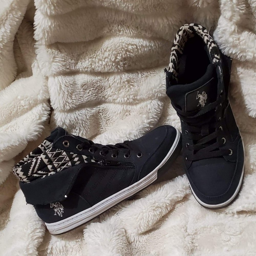 BLACK AND WHITE POLO RALPH LAUREN HIGH TOPS